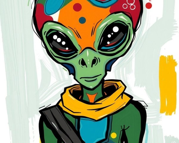 Colorful Cartoon Alien Character Description