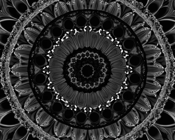 Black and White Circular Pattern with Intricate Designs