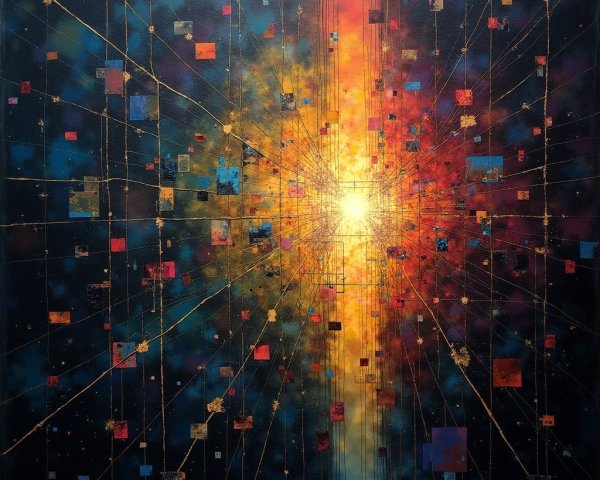 Vibrant Abstract Painting with Colorful Patterns
