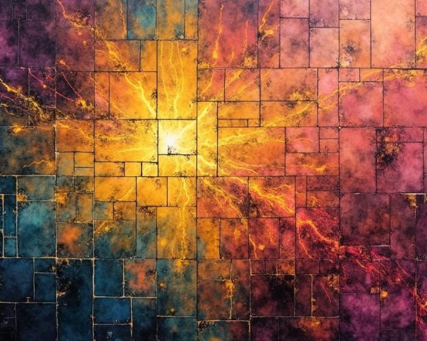 Vibrant Abstract Composition with Color Explosion