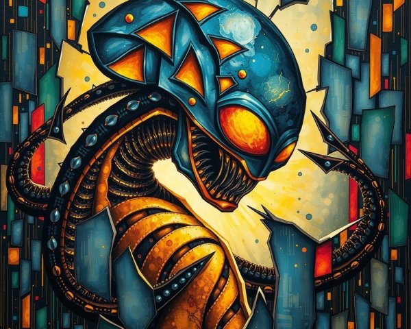 Vibrant Abstract Alien Creature with Bold Colors