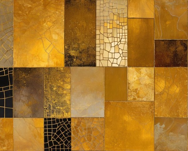 Abstract Mosaic of Textured Tiles in Warm Colors
