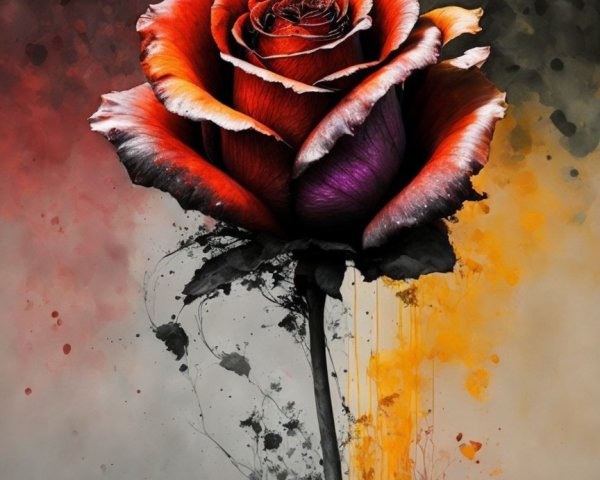 Detailed Digital Painting of Unique Rose in Watercolor Style