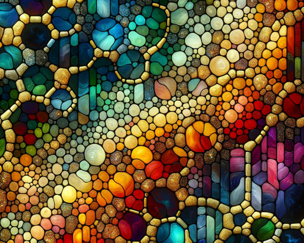 Vibrant Abstract Tapestry with Colorful Mosaic Design