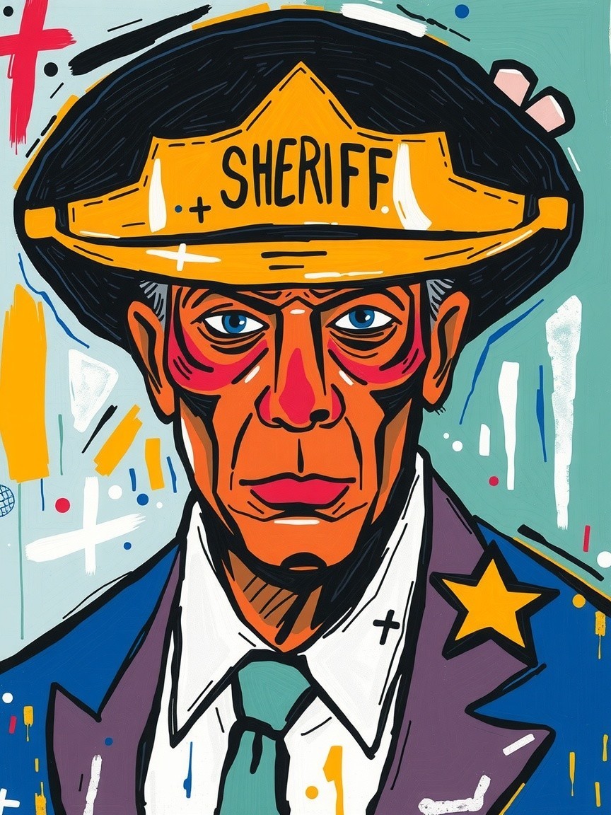 Bold Portrait of a Sheriff with Vibrant Colors