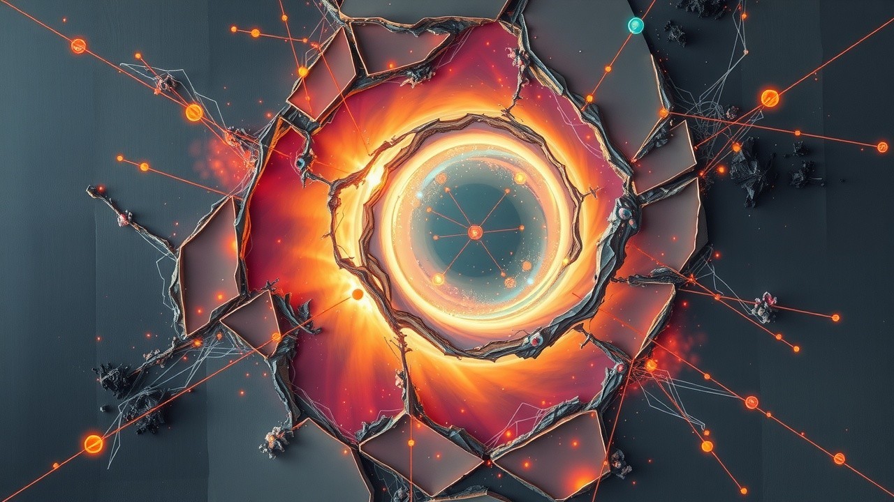 Surreal Circular Vortex with Shattered Surfaces