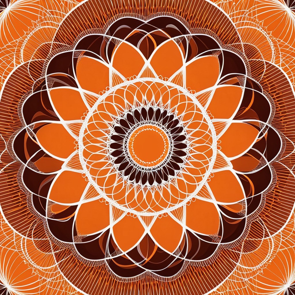 Intricate Mandala Design with Vibrant Orange and White