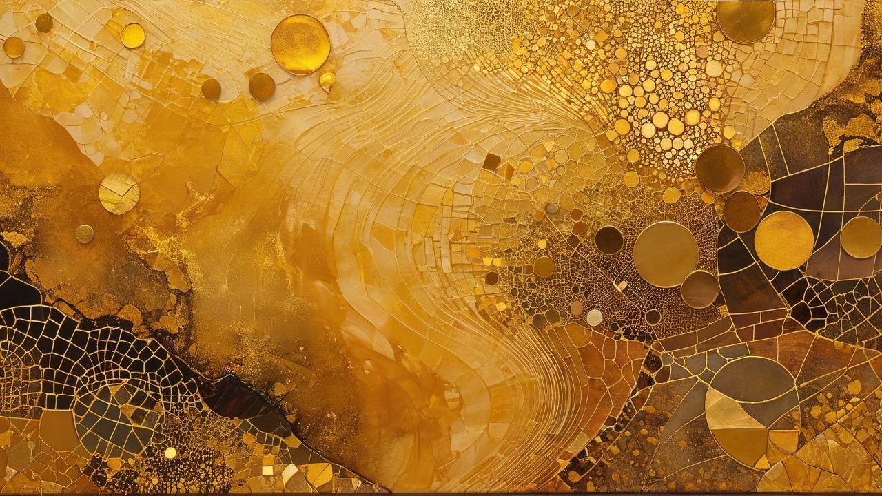 Abstract Composition of Golden Tones and Shapes
