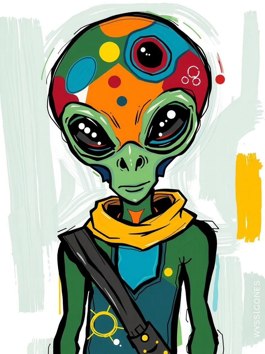 Colorful Cartoon Alien Character Description