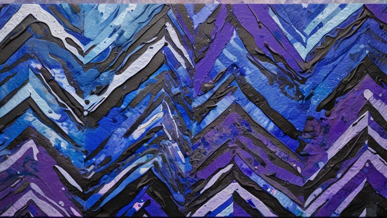 Abstract Chevron Pattern in Blue, Purple, and Black
