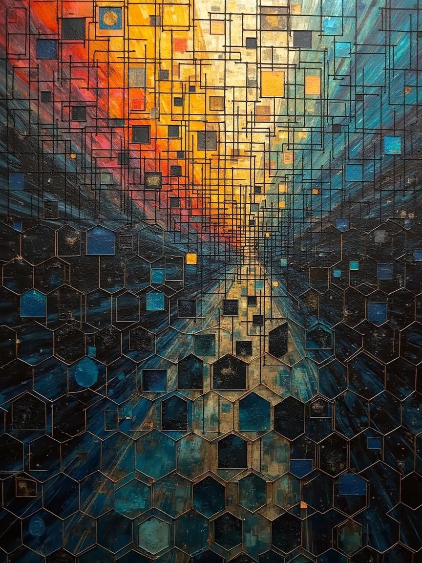 Abstract Design with Geometric Shapes and Vibrant Colors
