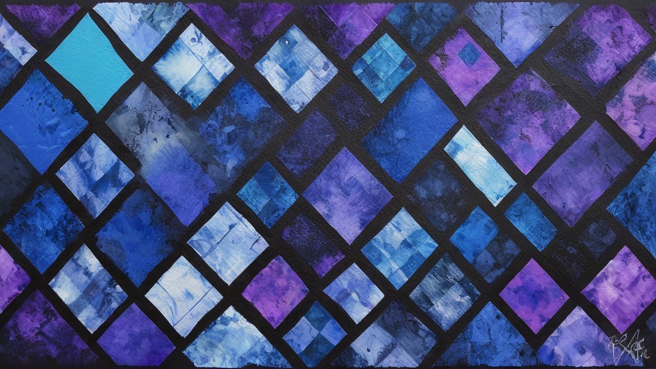 Vibrant Abstract Design with Diamond Shapes in Blue and Purple