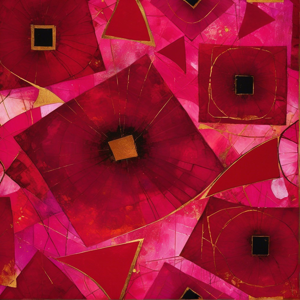 Abstract Composition with Vibrant Pink and Red Tones