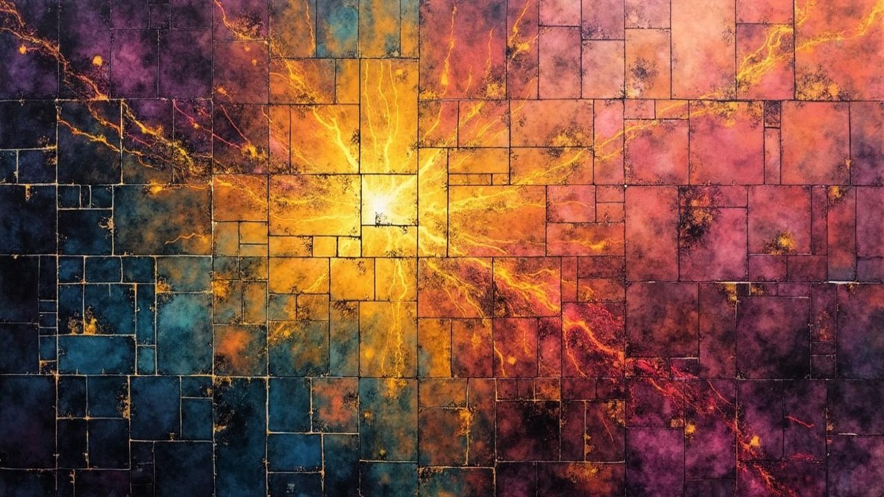 Vibrant Abstract Composition with Color Explosion