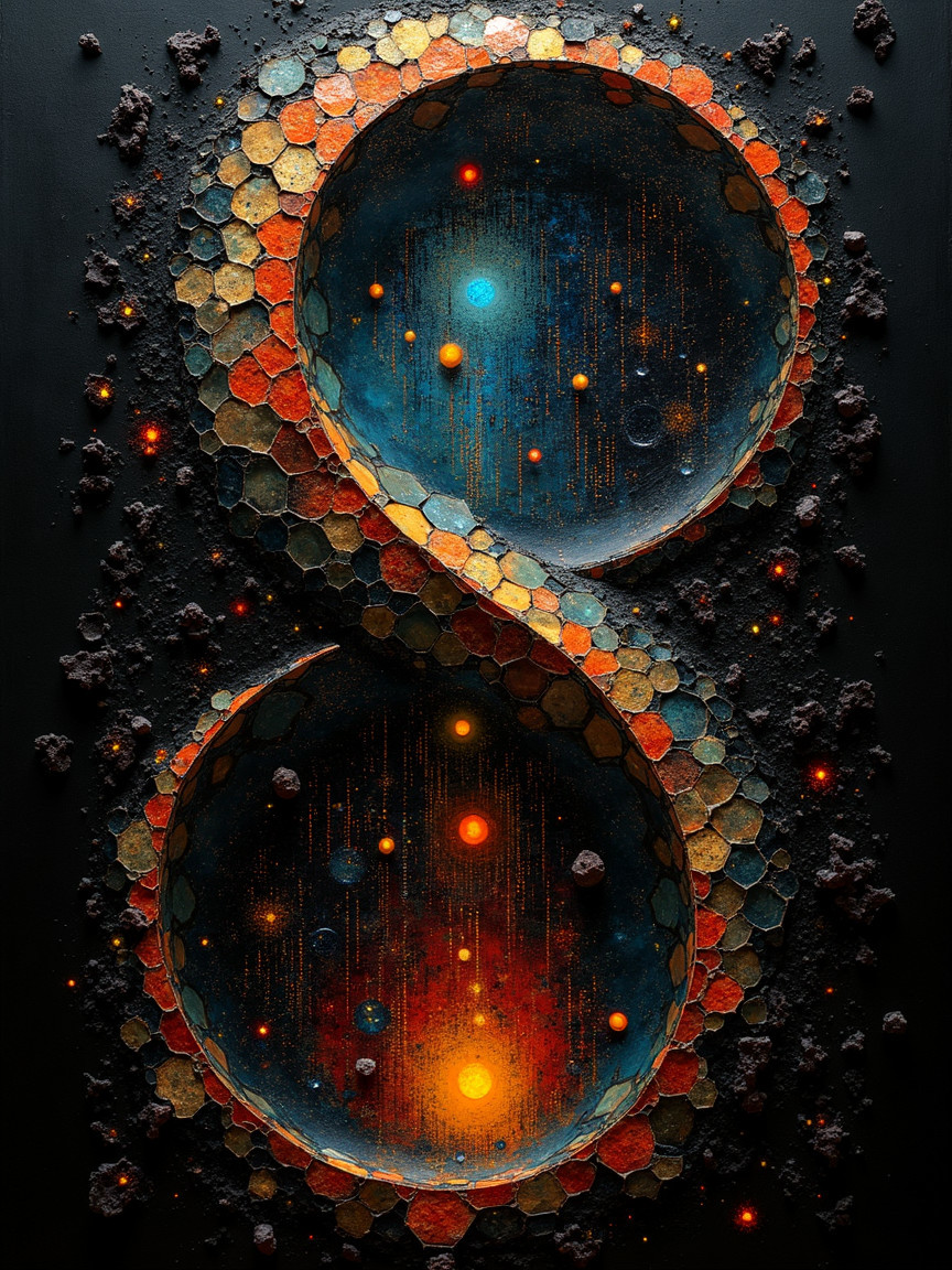 Infinity Symbol Design with Cosmic Hexagonal Tiles