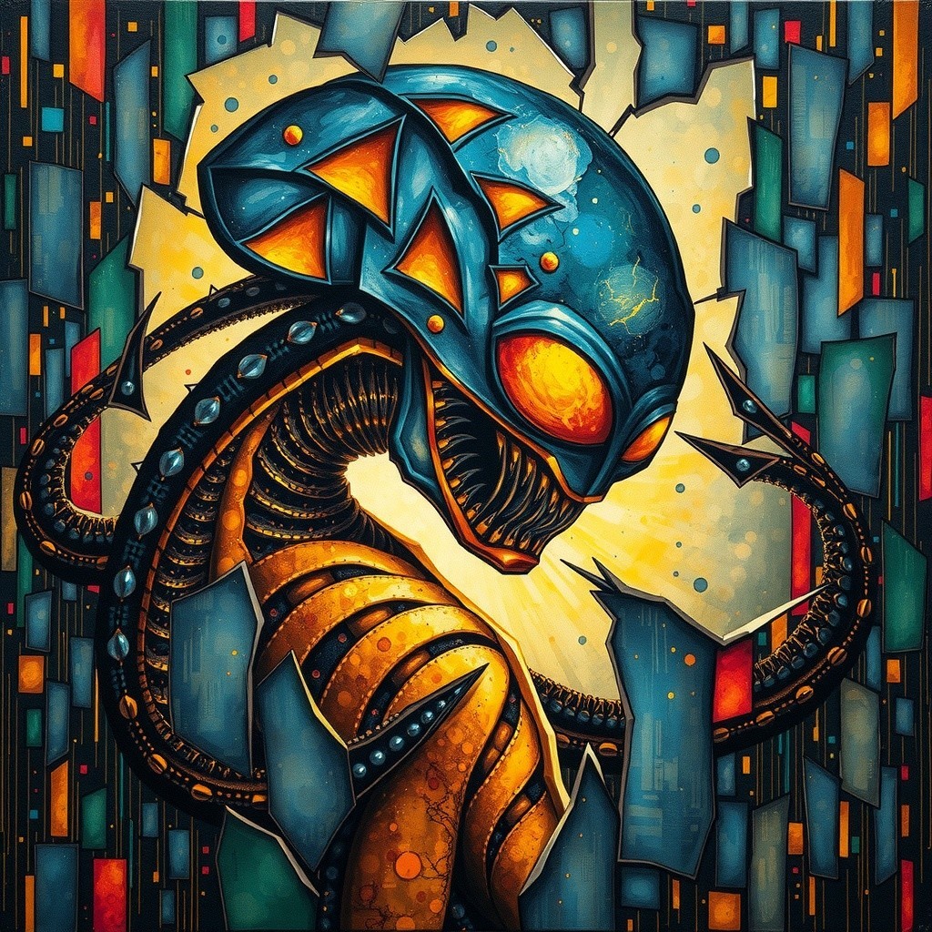 Vibrant Abstract Alien Creature with Bold Colors