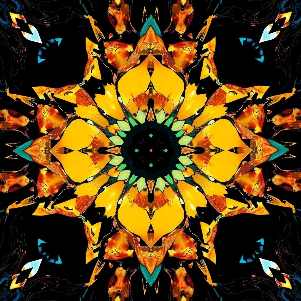 Vibrant Kaleidoscope Design with Floral Patterns