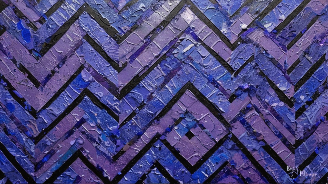 Abstract Artwork with Zigzag Pattern in Purple Tones
