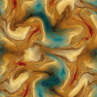 Vibrant Abstract Composition with Blue and Gold Waves