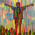 Portrait of a woman's face with colorful abstraction