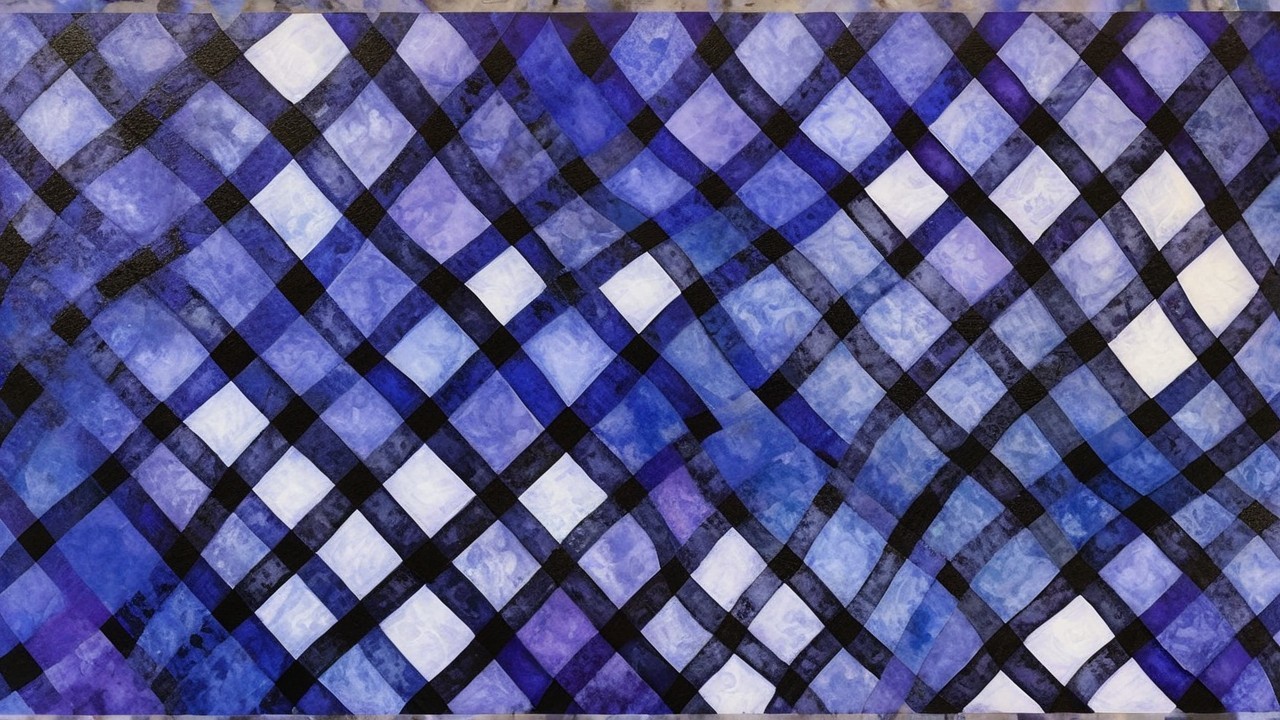 Abstract Interwoven Diamond Pattern in Blue and Purple