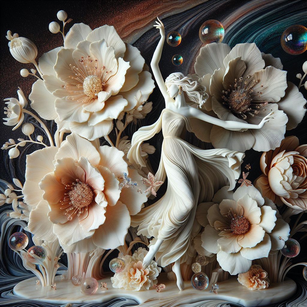 Elegant Dancing Woman Figurine with Floral Accents