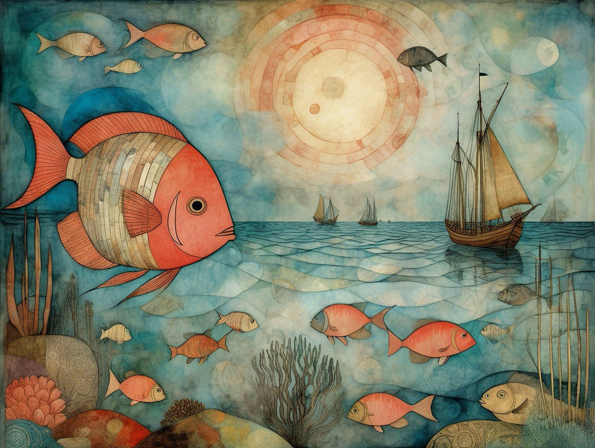 Vibrant Underwater Scene with Colorful Fish and Coral