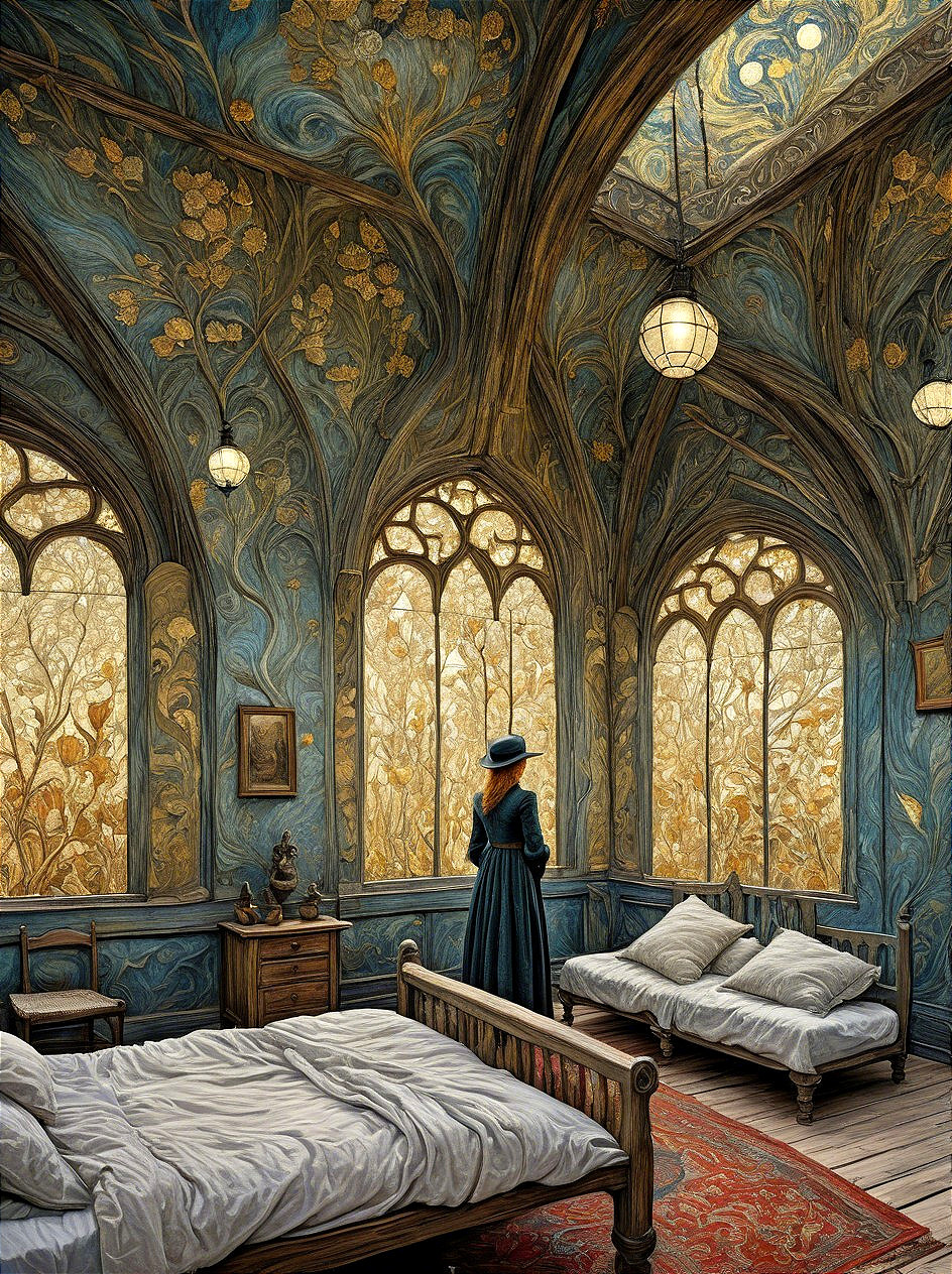 Elegant Room with Blue Walls and Vintage Decor