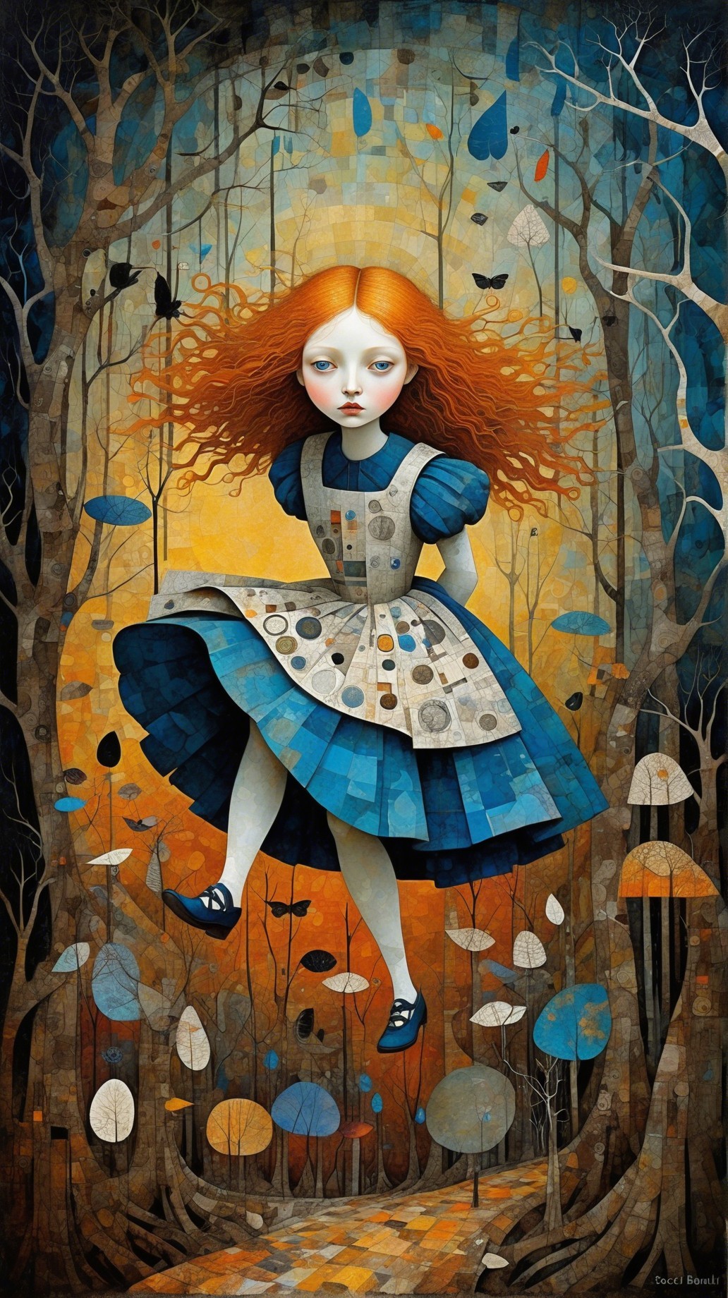 Digital Painting of Alice in Wonderland in Forest