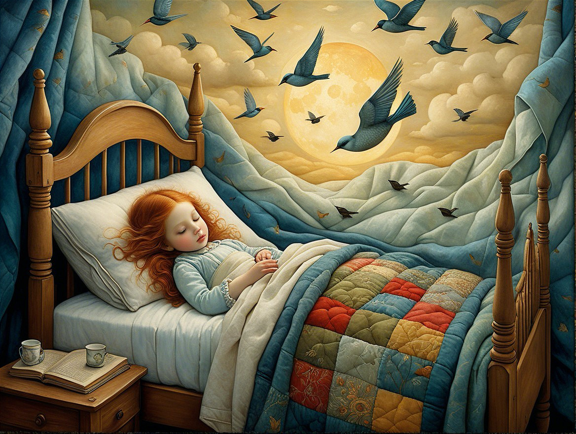 Young Girl Sleeping in a Cozy, Colorful Room
