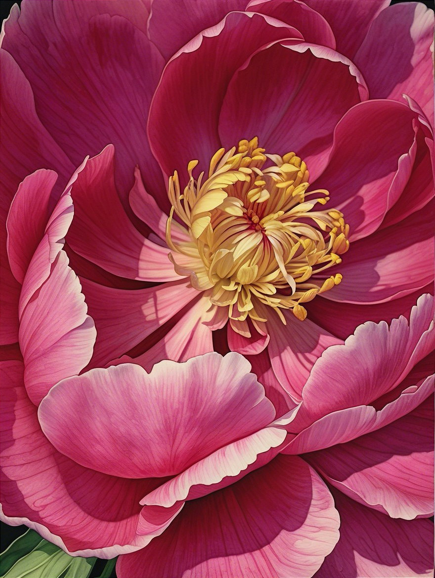 Close-up of a peony flower with pink and lavender petals