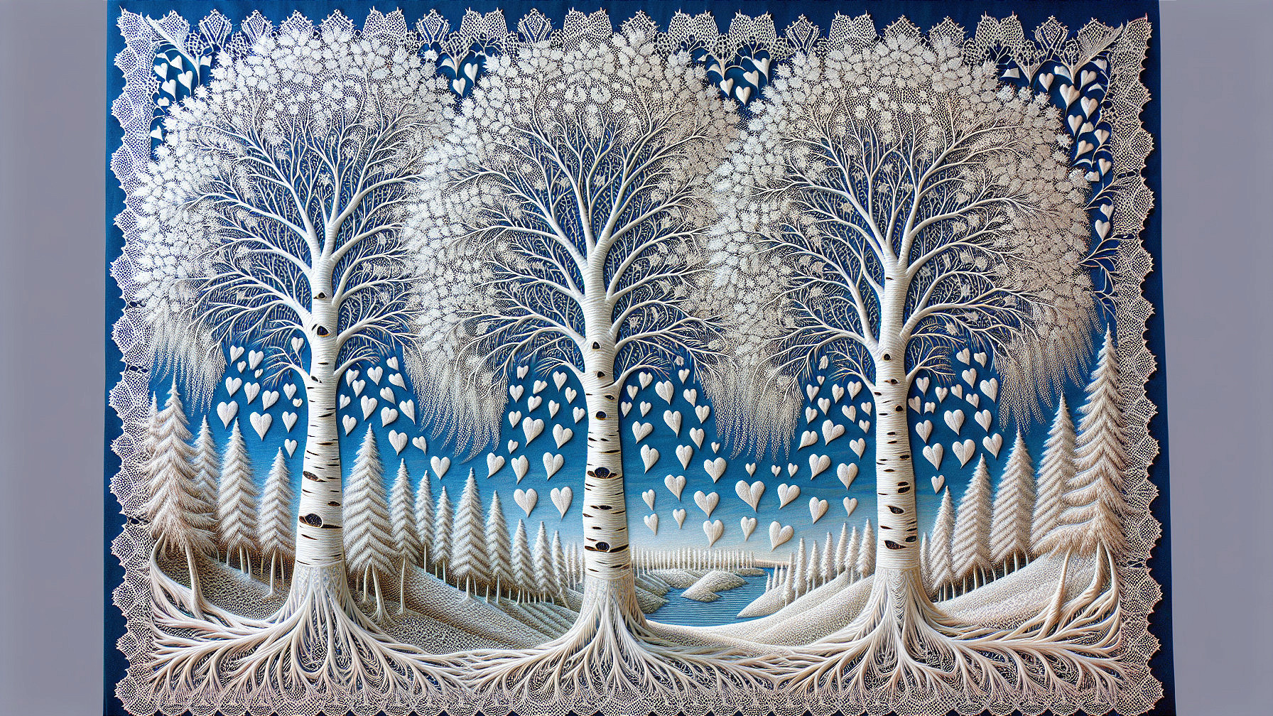 Intricately Detailed Trees with Heart-Shaped Leaves