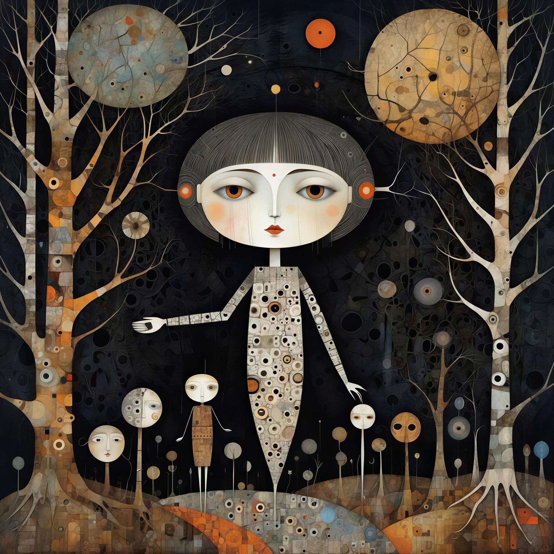 Surreal Digital Illustration of Stylized Female Figure