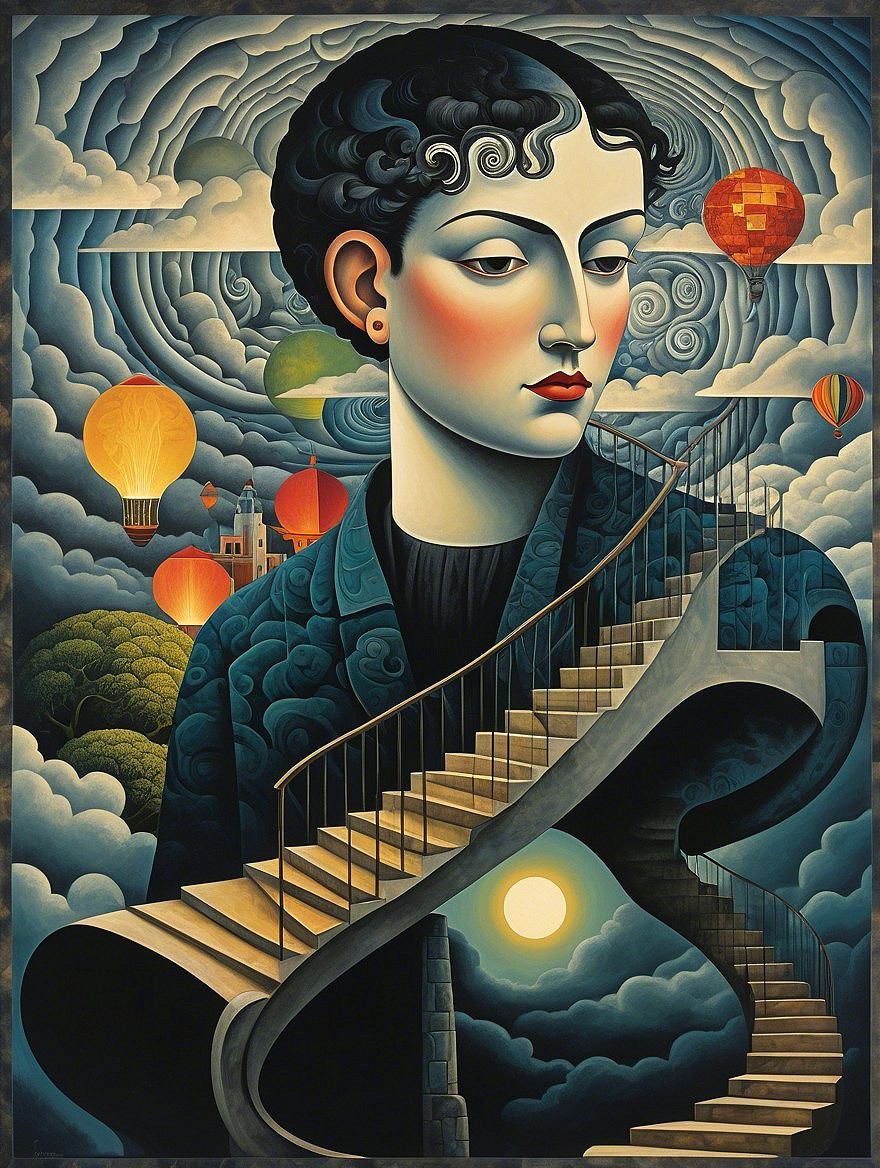 Surreal Portrait of a Woman with Abstract Background
