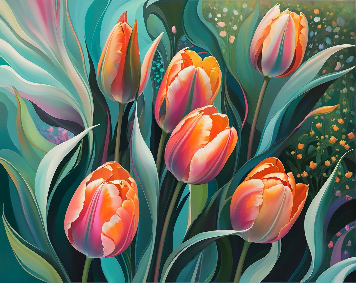 Vibrant Tulip Bouquet in Orange and Pink Shades