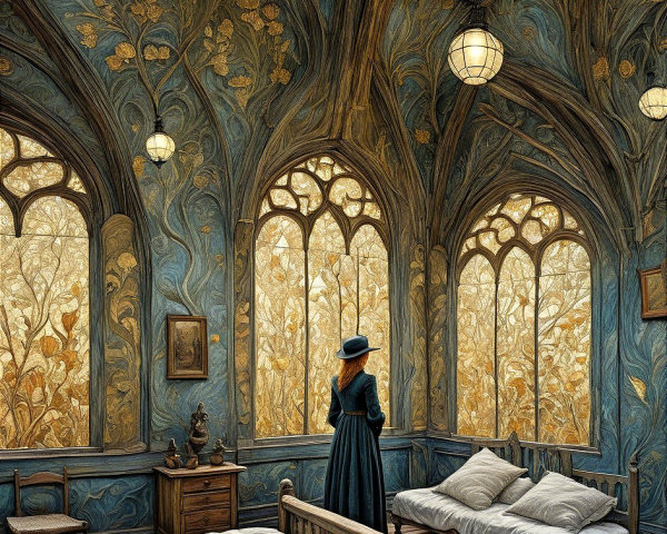 Elegant Room with Blue Walls and Vintage Decor