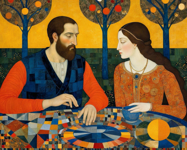 Intimate Conversation at a Colorful Table Setting