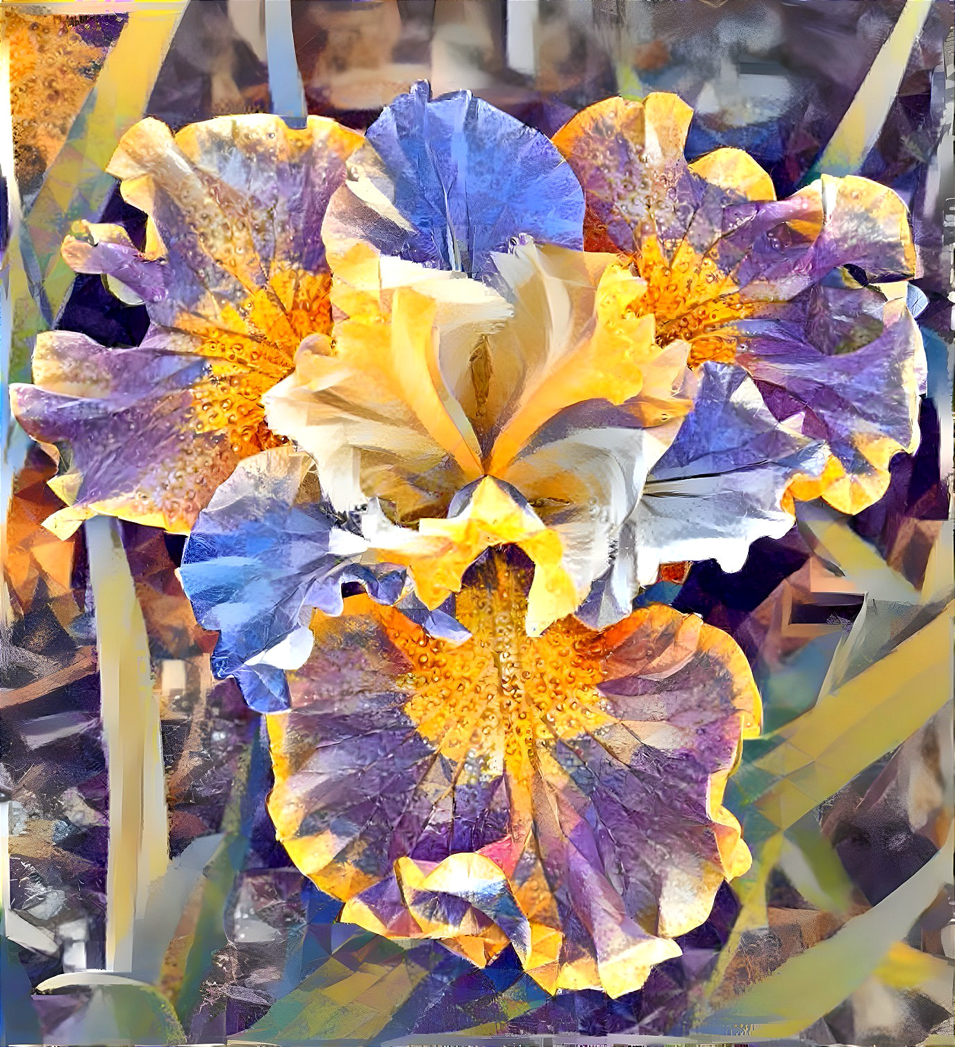 Vibrant Bouquet of Irises in Rich Colors and Textures