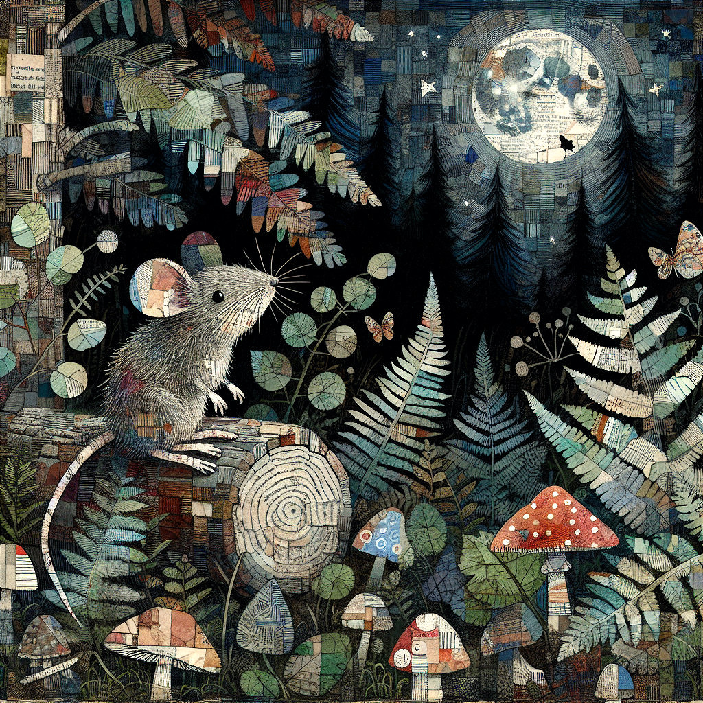 Whimsical Mouse in a Twilight Forest Scene