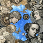 Whimsical Character in Surreal Checkered Background