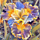 Vibrant quilt with stylized flower and rich colors