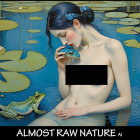 Young Woman with Frog in Tranquil Water Setting