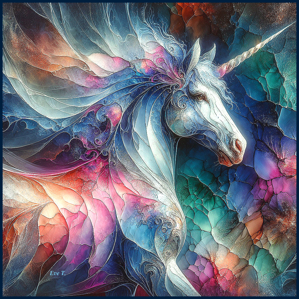 Vibrant Abstract Unicorn with Ethereal Colors and Patterns