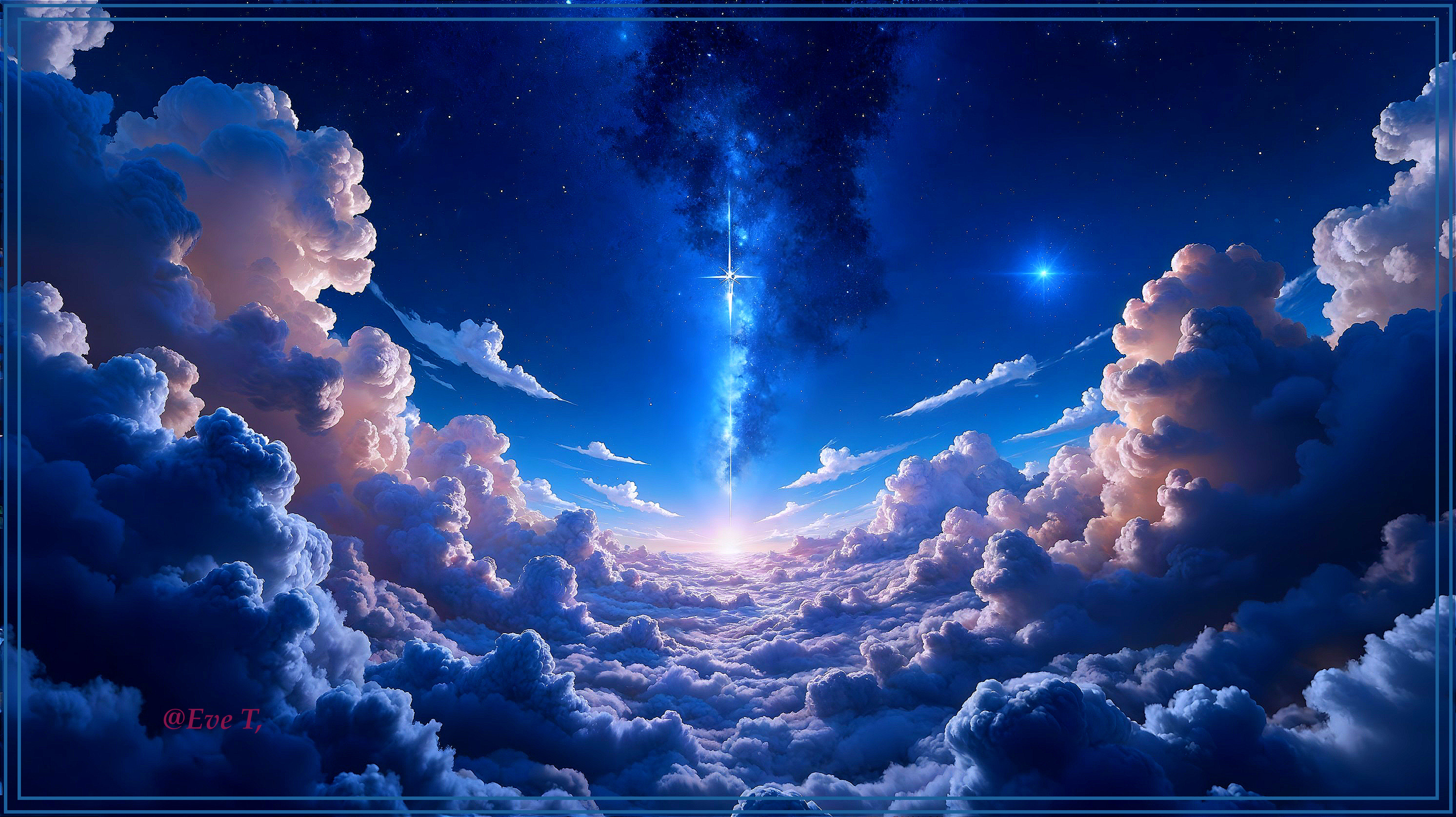 Vibrant Celestial Scene with Light and Clouds