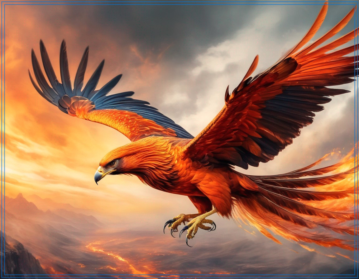 Majestic Eagle Soaring in Vibrant Sunset Sky