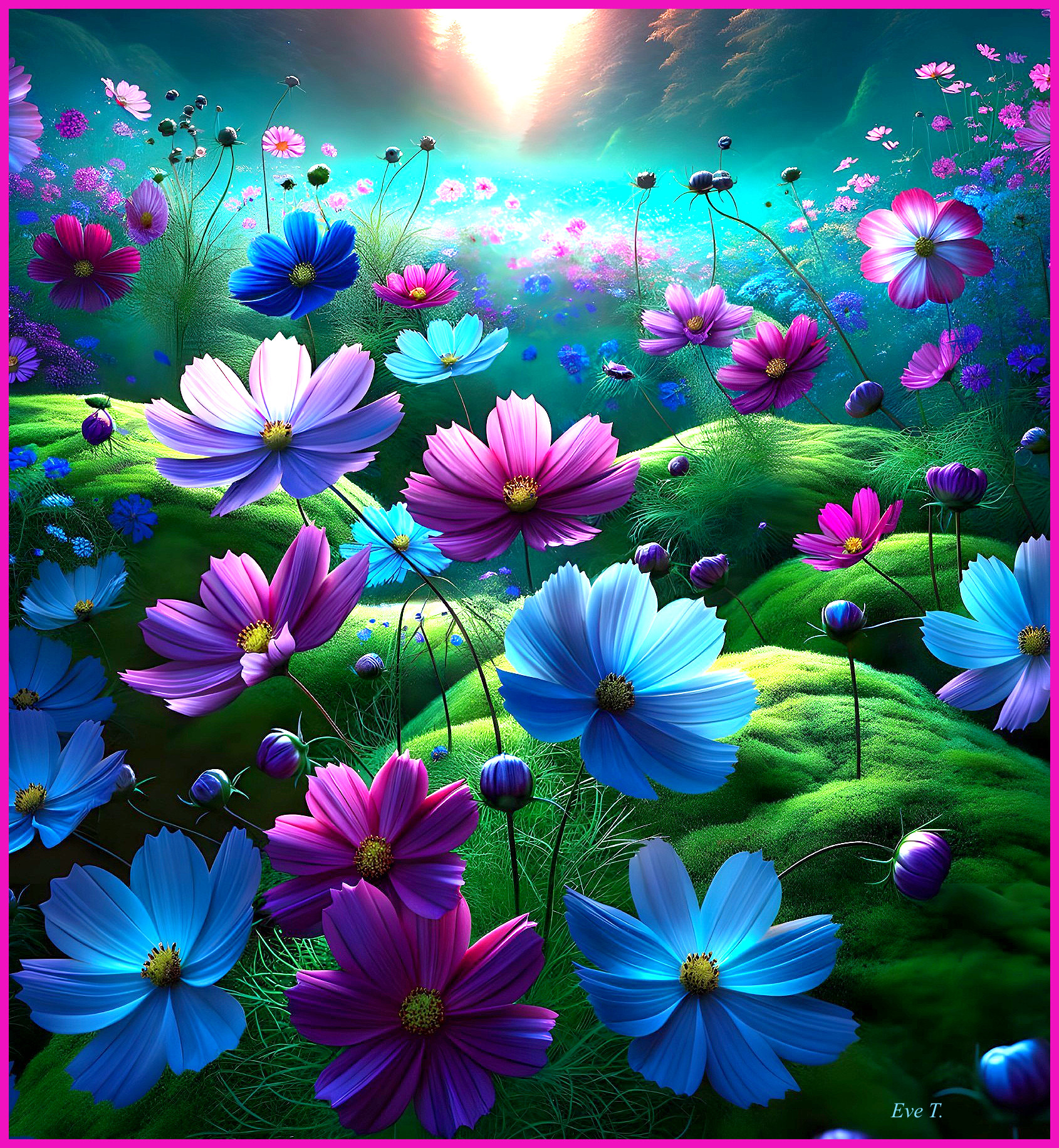 Vibrant Underwater Landscape with Colorful Flowers
