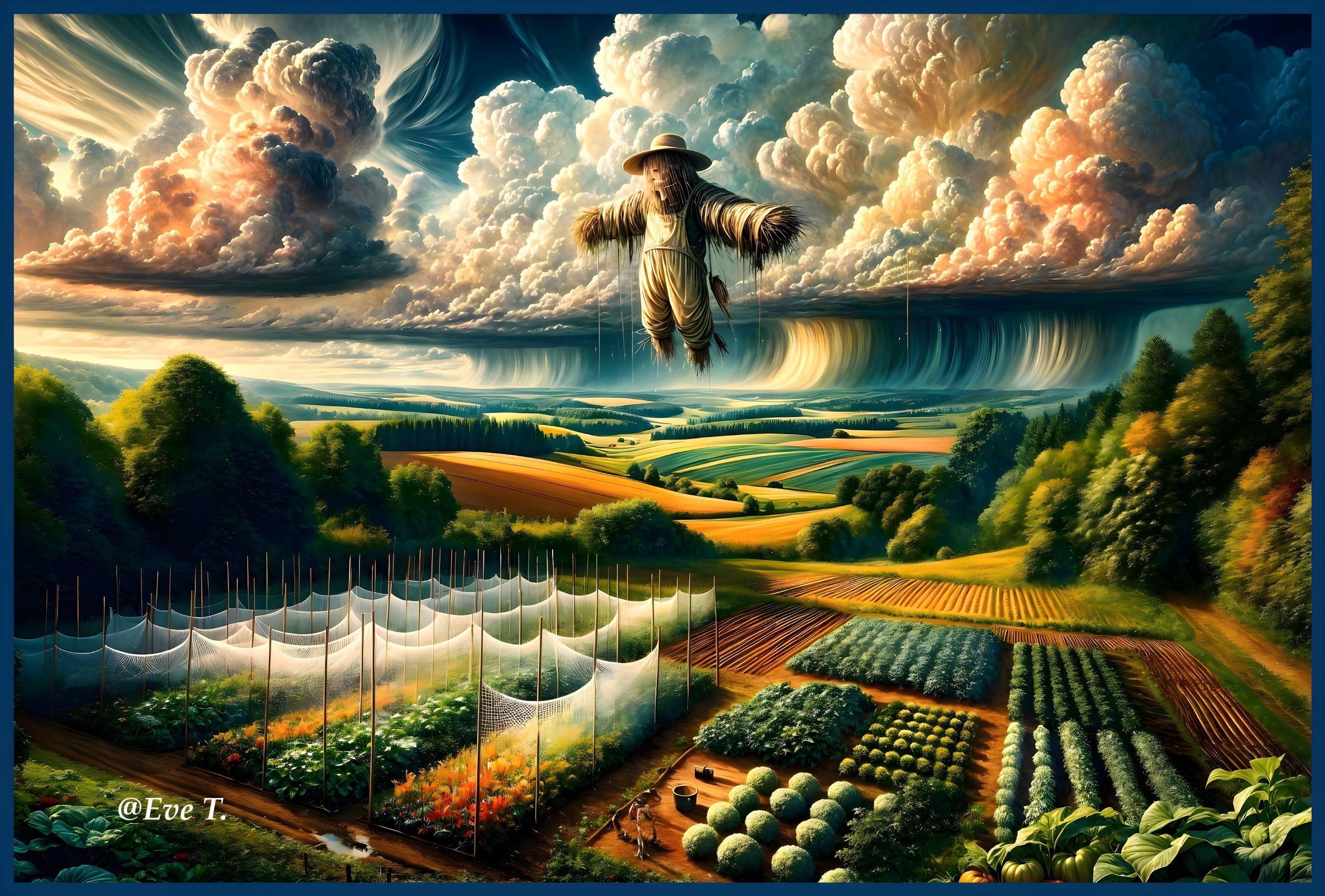Vibrant Agricultural Landscape with Dramatic Sky