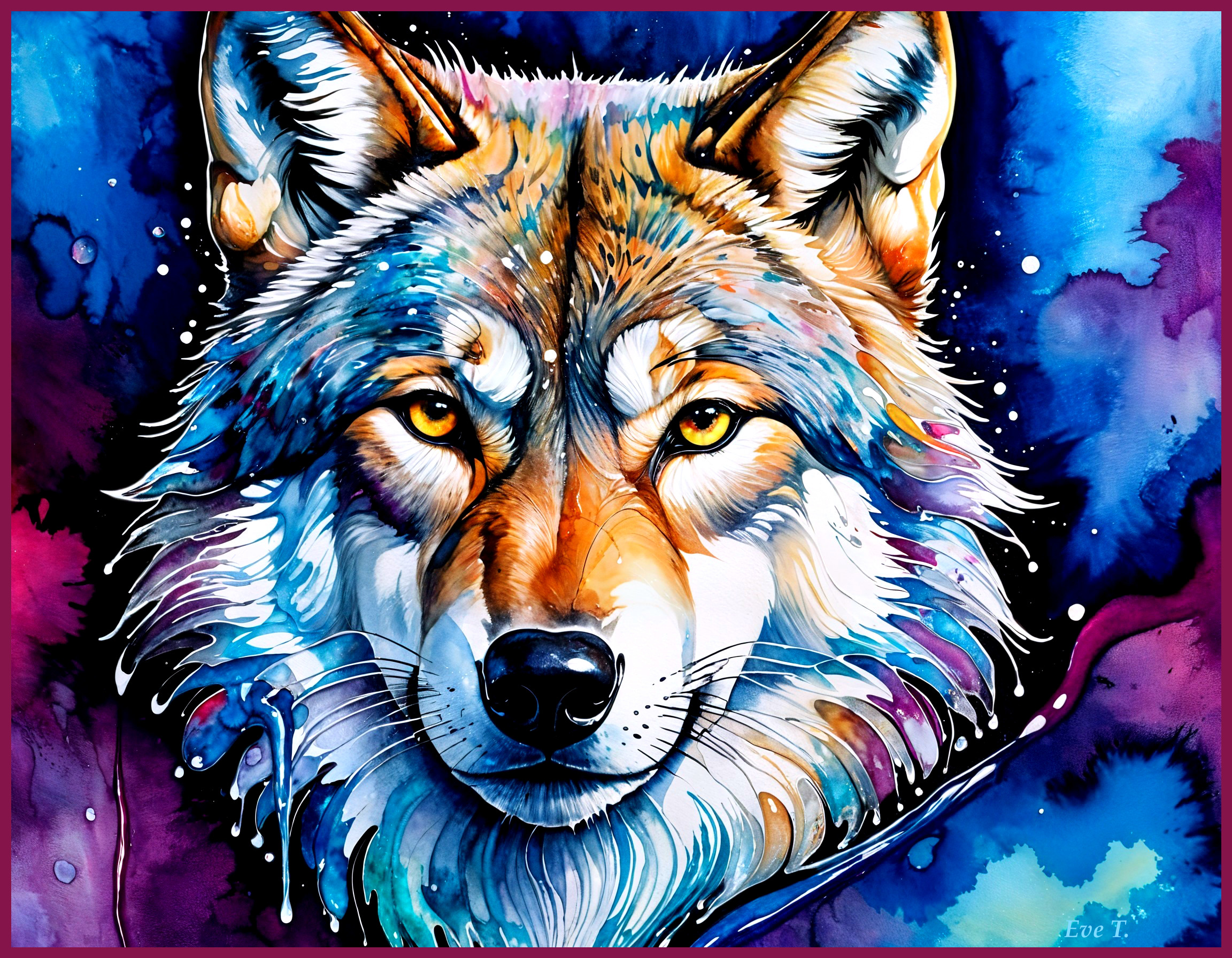 Colorful Wolf Face Painting with Intricate Details