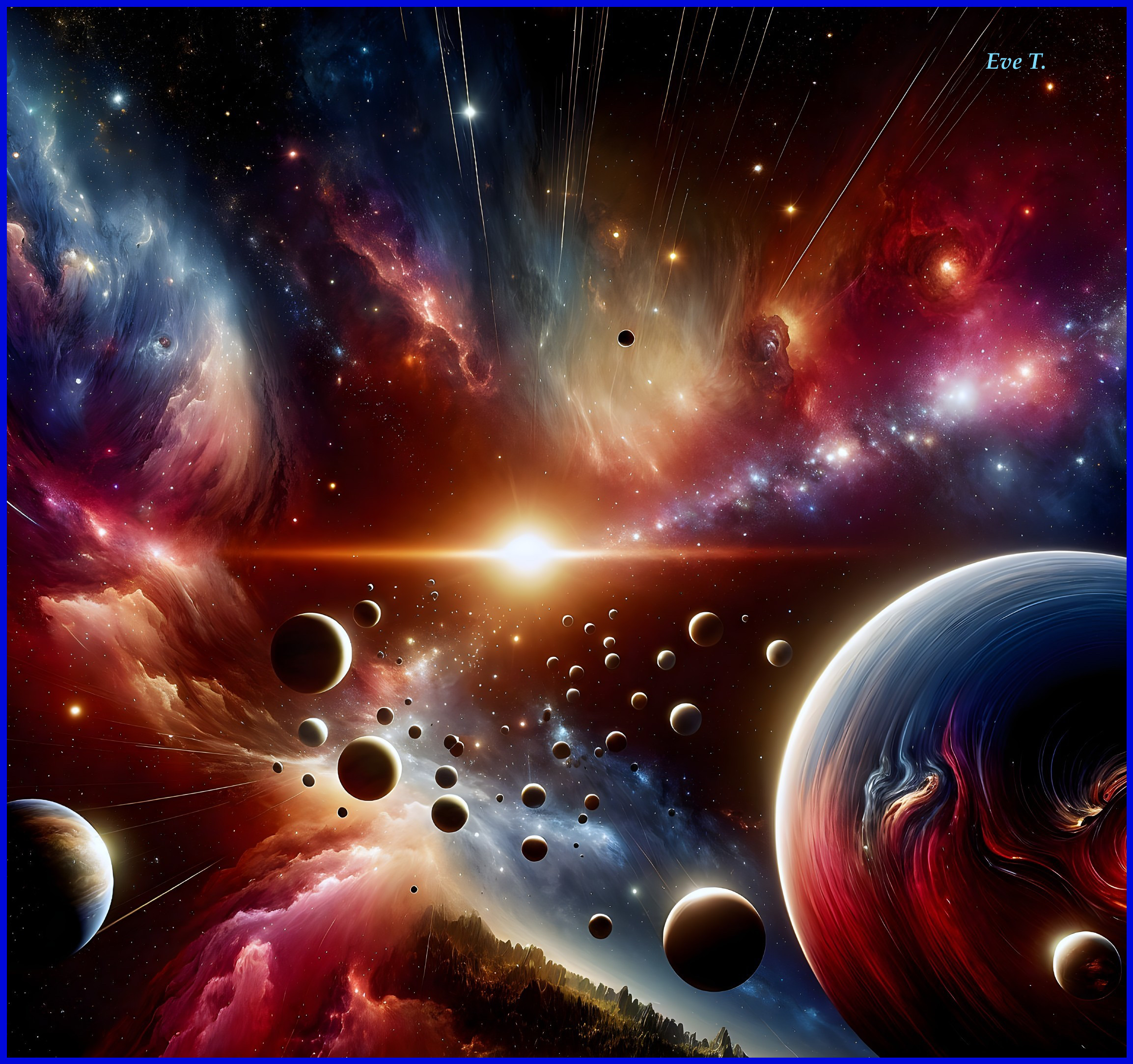 Vibrant Cosmic Scene with Galaxies and Nebulae