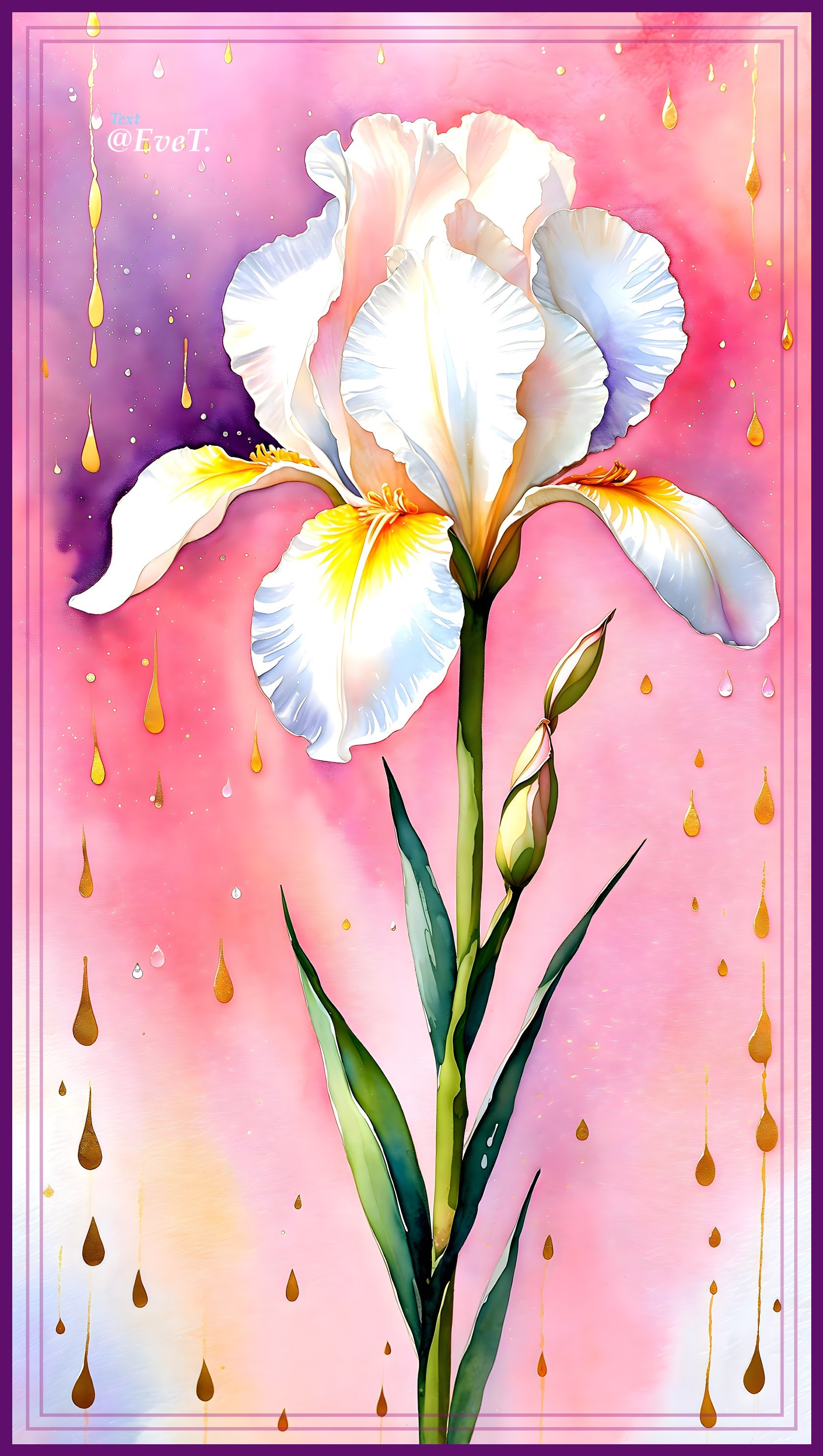 Elegant White Iris Flower with Abstract Background